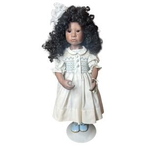 Vtg Julie Good Kruger Vinyl Doll Amity Black Curly Hair African American Signed